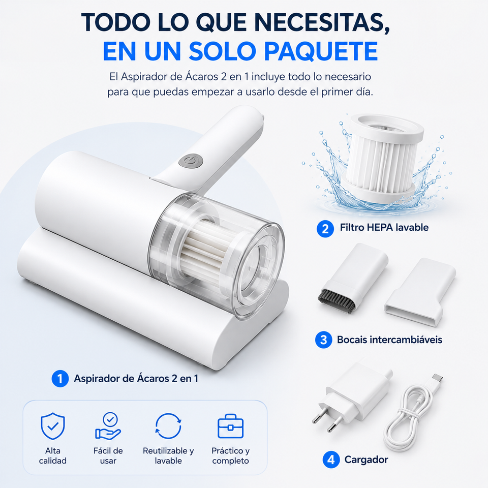 CleanMax™ UV | Aspirador Antiácaros de Alta Succión